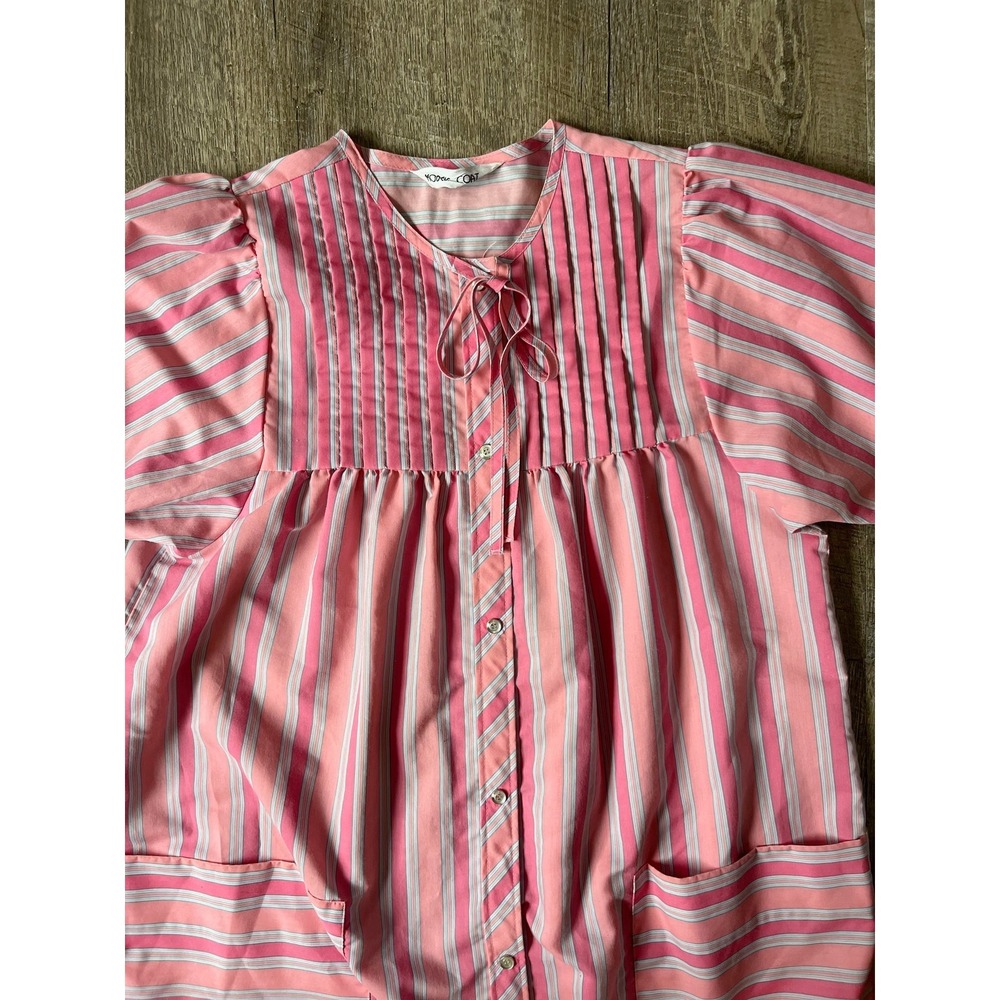 Vintage Pink striped House Coat Robe by Model Coat size M - Picture 4 of 6